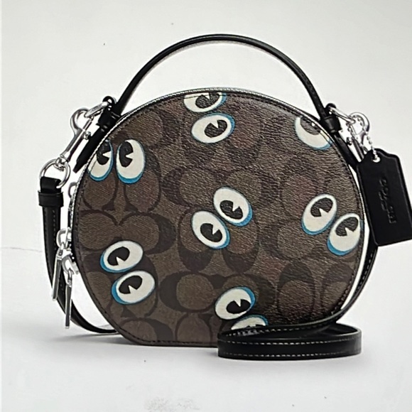 👀 COACH CANTEEN CROSSBODY IN SIGNATURE CANVAS WITH HALLOWEN EYES 👀 NWT 👀 - Picture 1 of 16